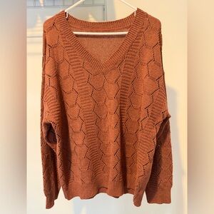 Women's V-Neck Knit Sweater - Mauve